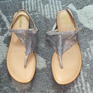 Madden NYC Sarrah Silver Rhinestone Sparkle Sandals